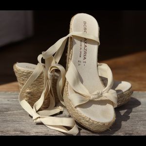 BCBG MaxAzria Peep Toe Espadrilles w/ Ankle Ties